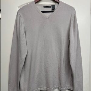 DKNY Gray V-Neck Sweater Classic Knit